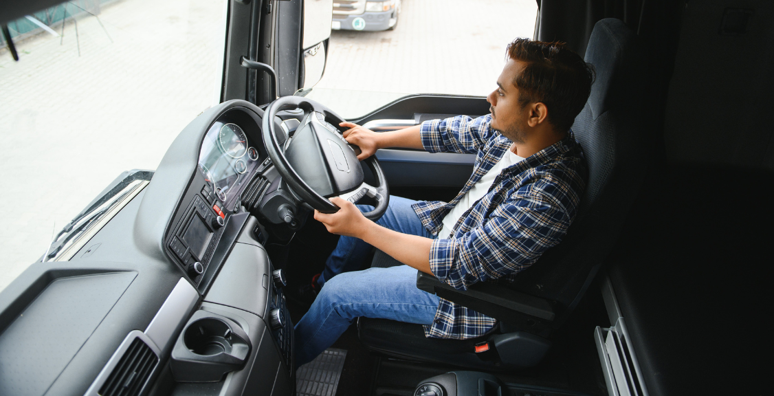 a driver moving the truck in parking area