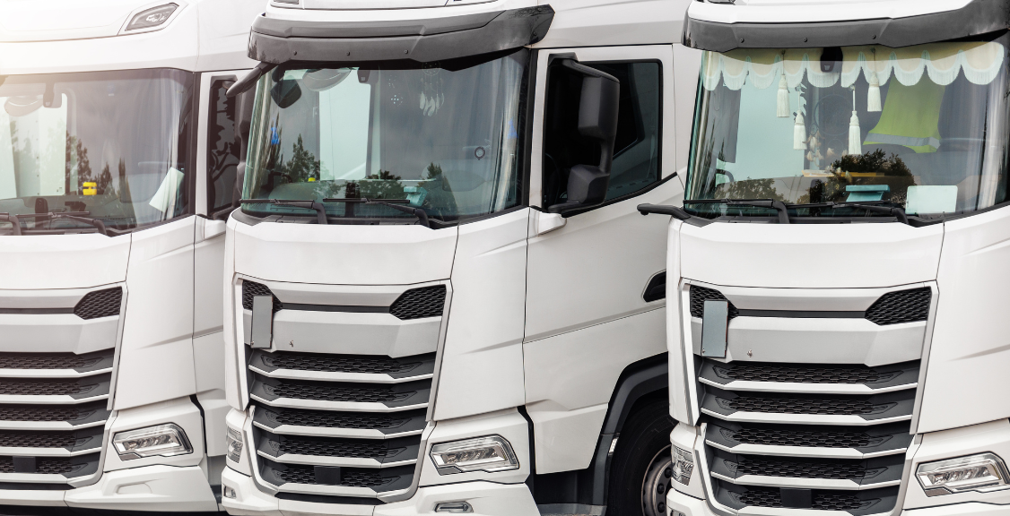 fleet of trucks in parking