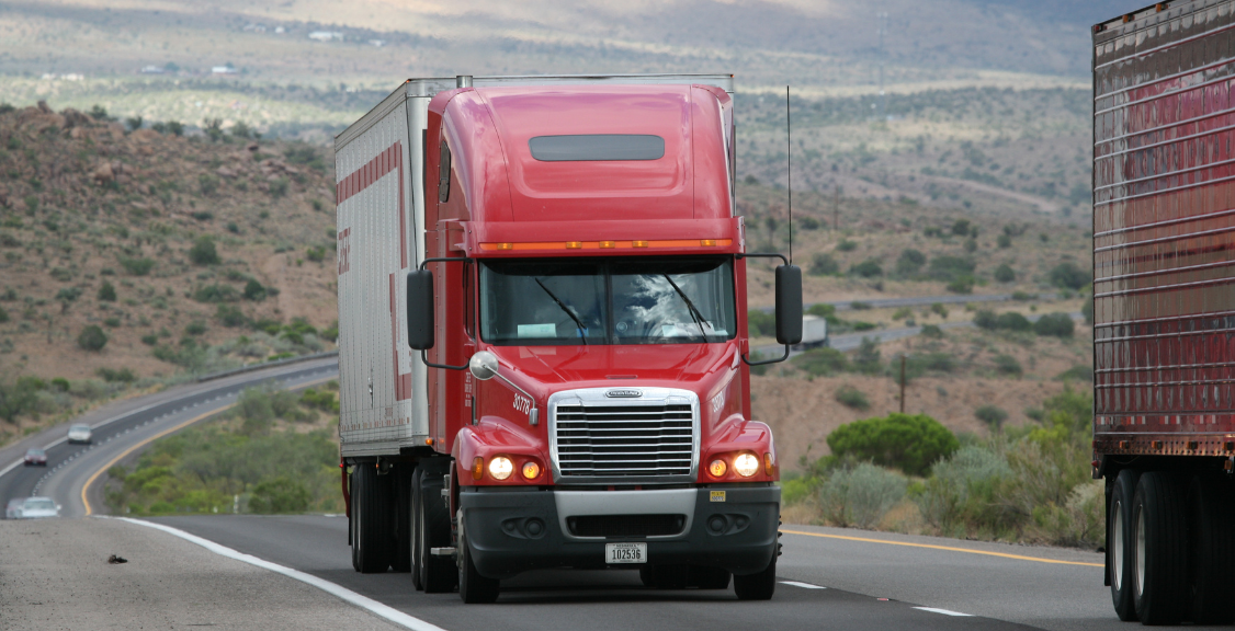 red truck on a road