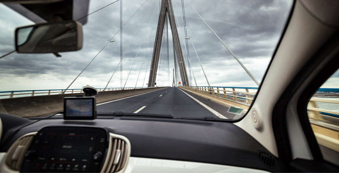 a view of the road while car driving