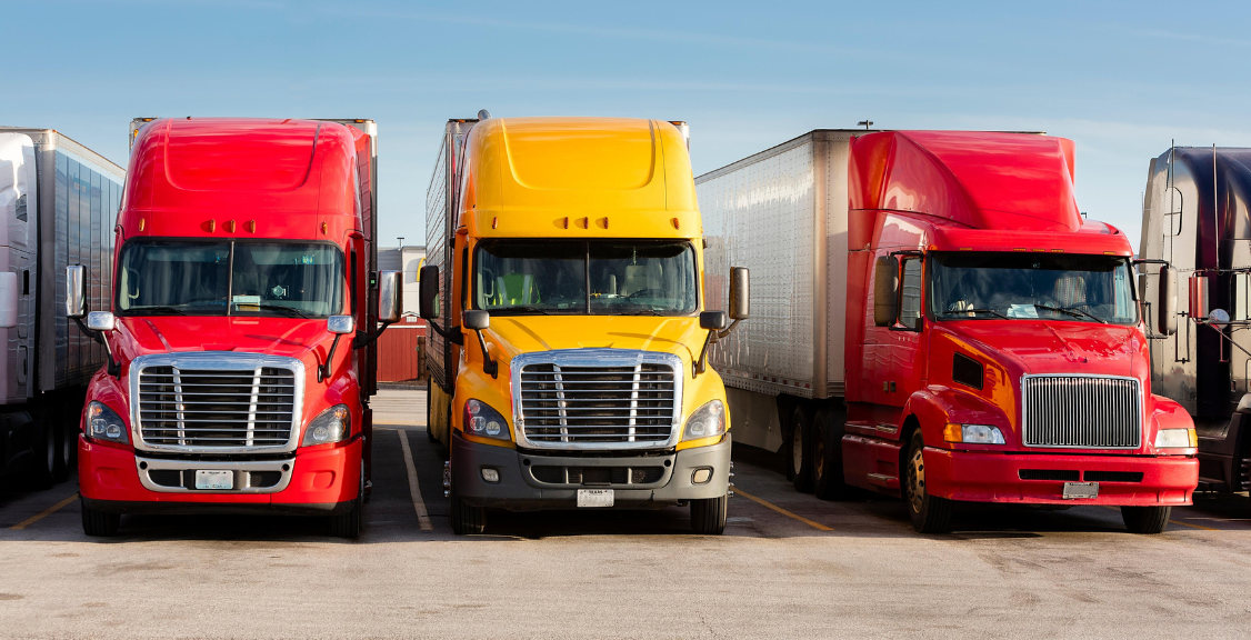 trucks on a parking lot ready for checking